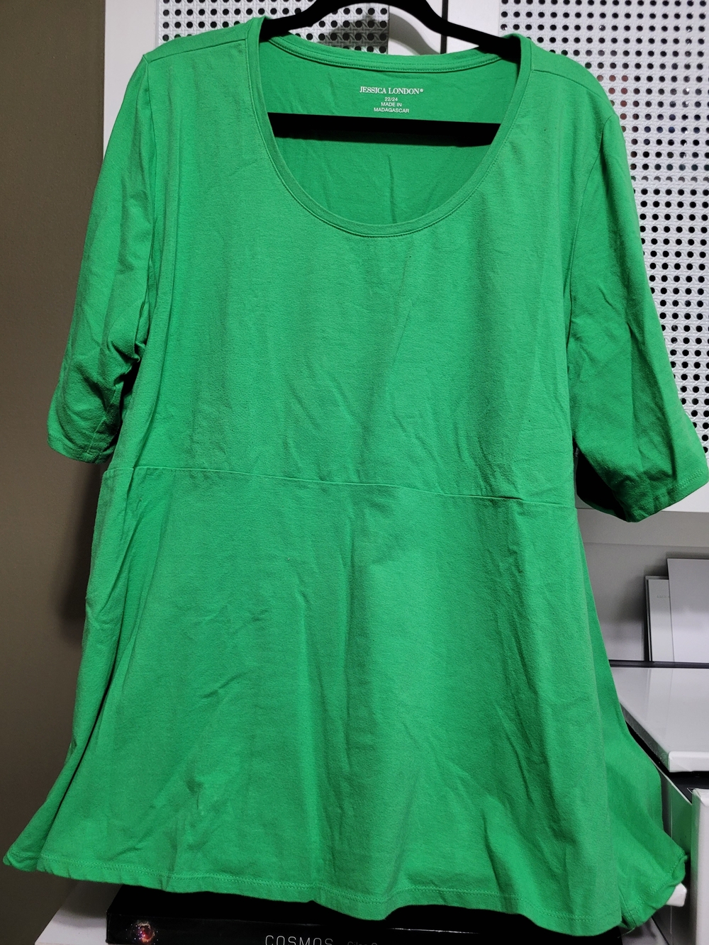 Jessica London Vibrant Green Scoop Neck Peplum Tunic